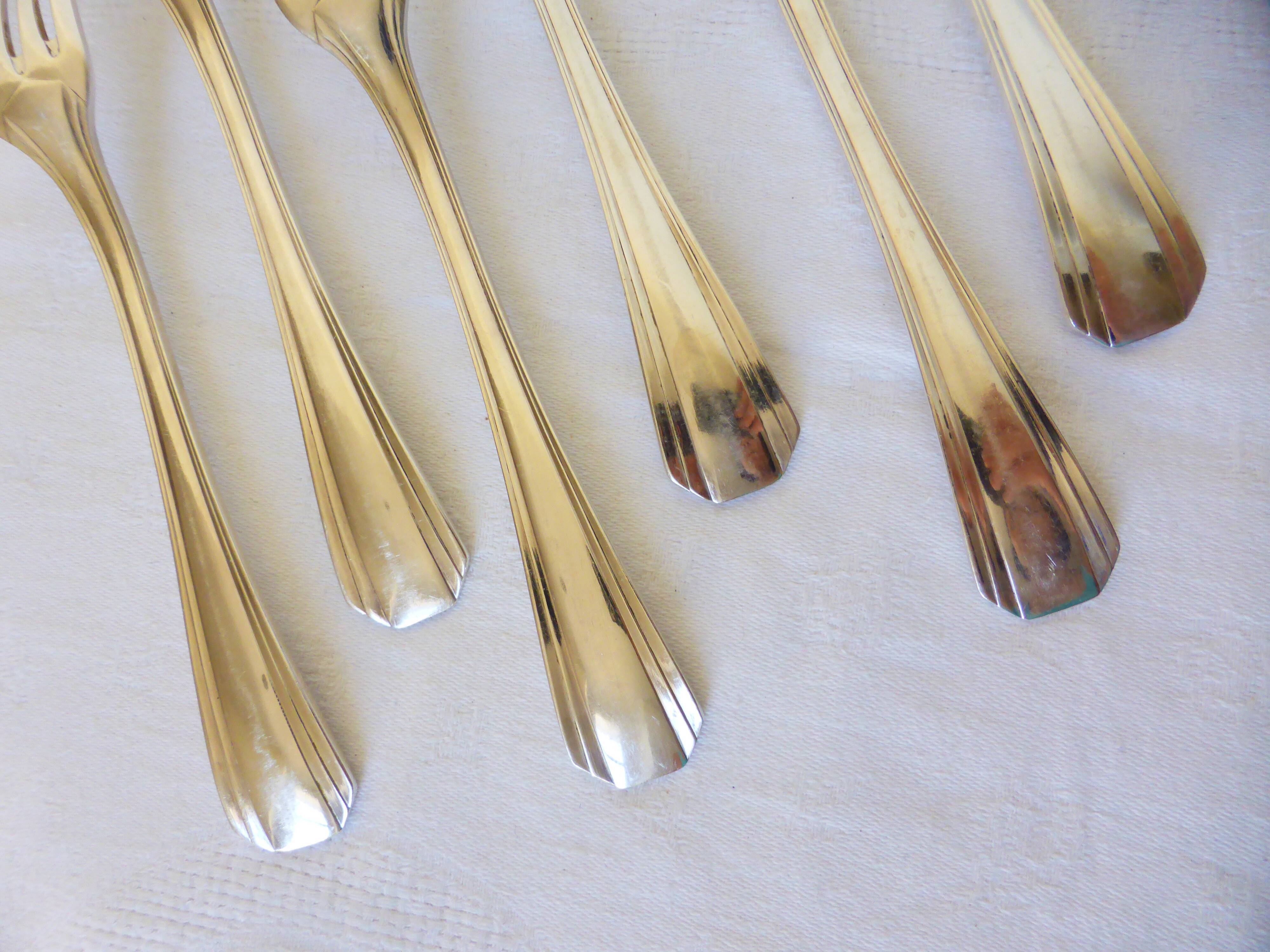 6 Christofle art deco style silver plated forks