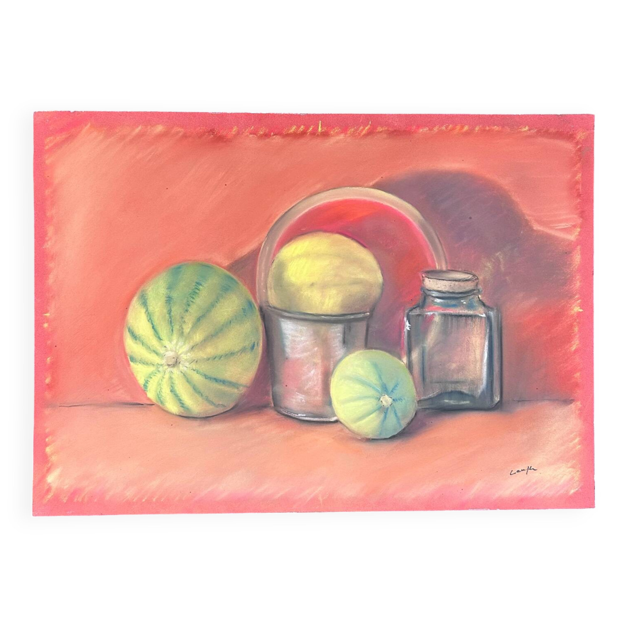 Still life pots and melons