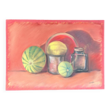 Still life pots and melons