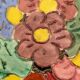 Vallauris flat Stamped numbered enamelled ?decoration of flowers