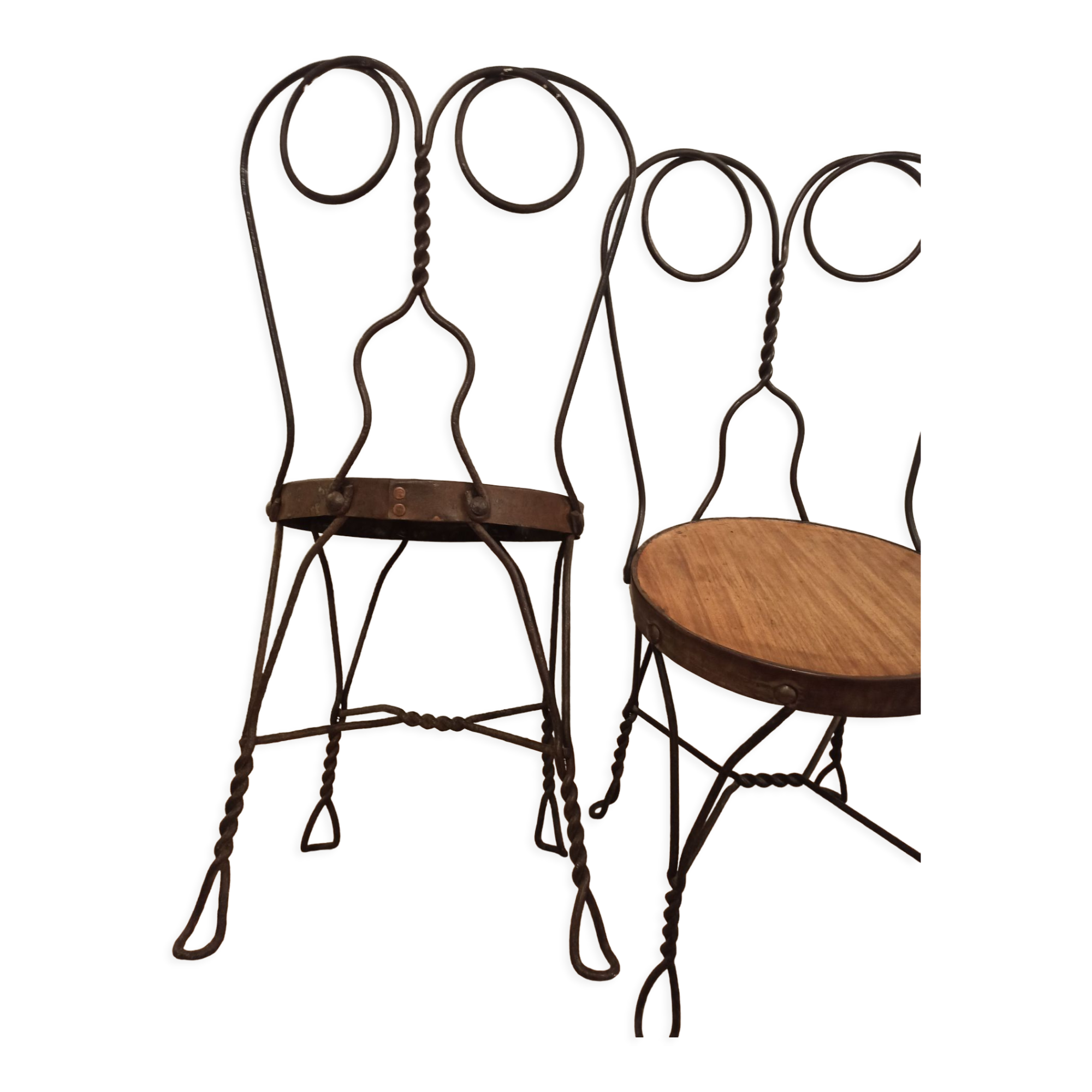 Pair of vintage chairs in wood and metal