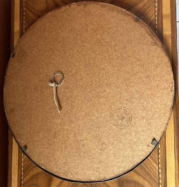 Round Indian wall mirror, hammered brass, vintage, 1960s/70s