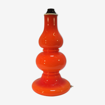 Pied de lampe vintage en opaline orange double feux - années 70