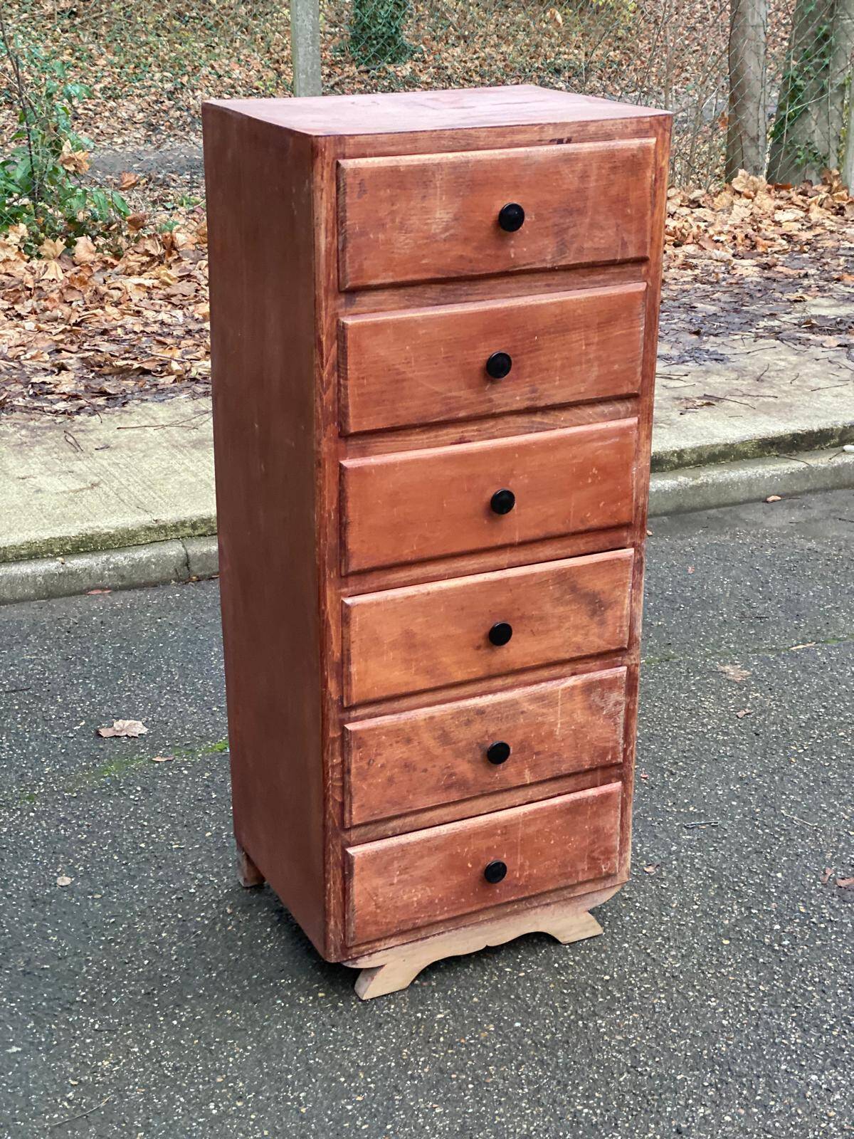 Art Deco chest of drawers, 1950s, in wood