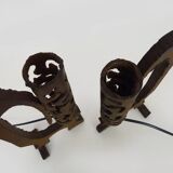 Pair of brutalist cast iron lamps, 1960s