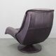 Italian dark purple leather swivel lounge chair, 1980s