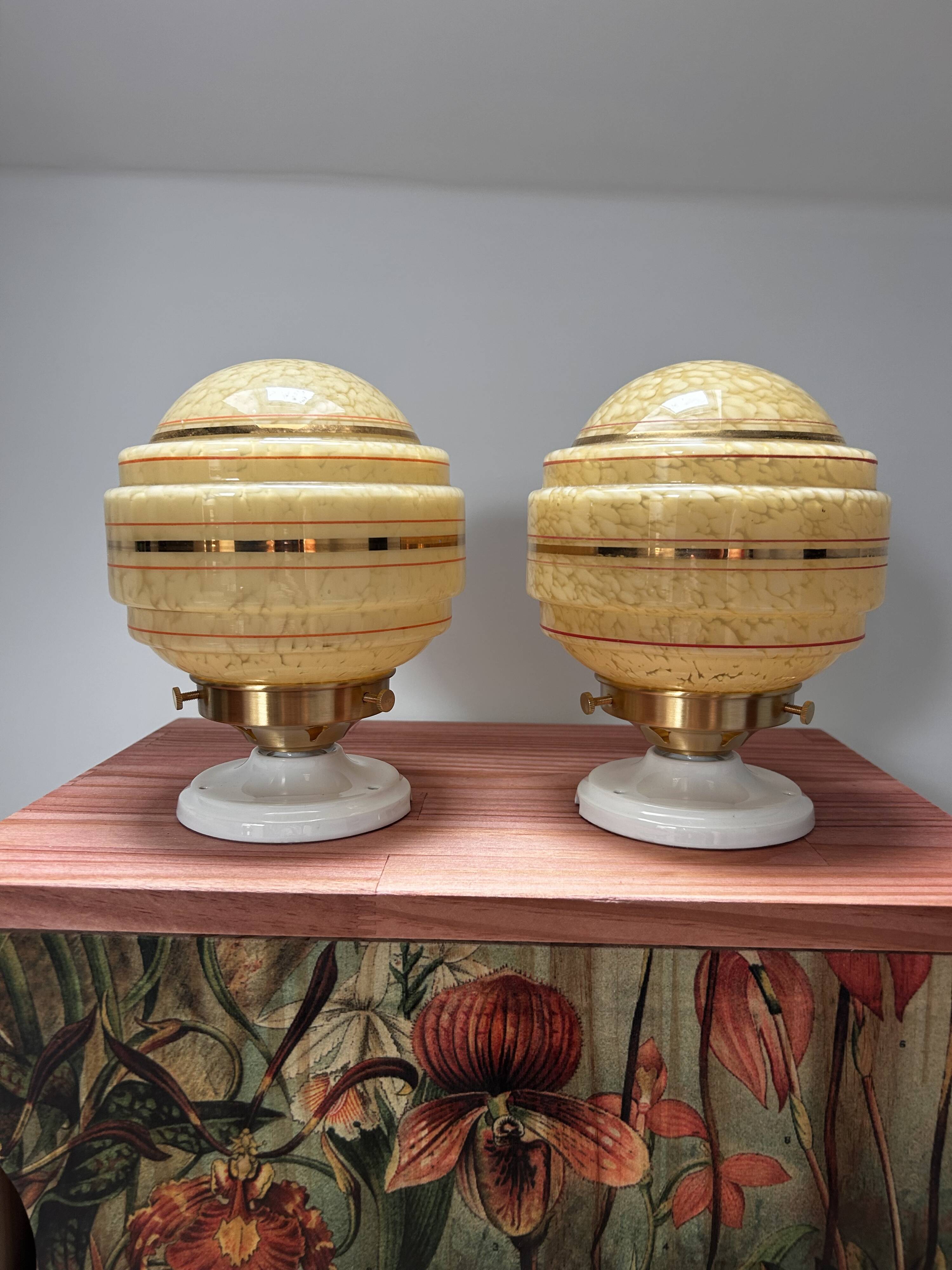 Pair of Art Deco globe wall lights