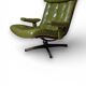 Vintage Swedish Göte Möbler “Delfin” olive green leather swivel armchair, 1970s