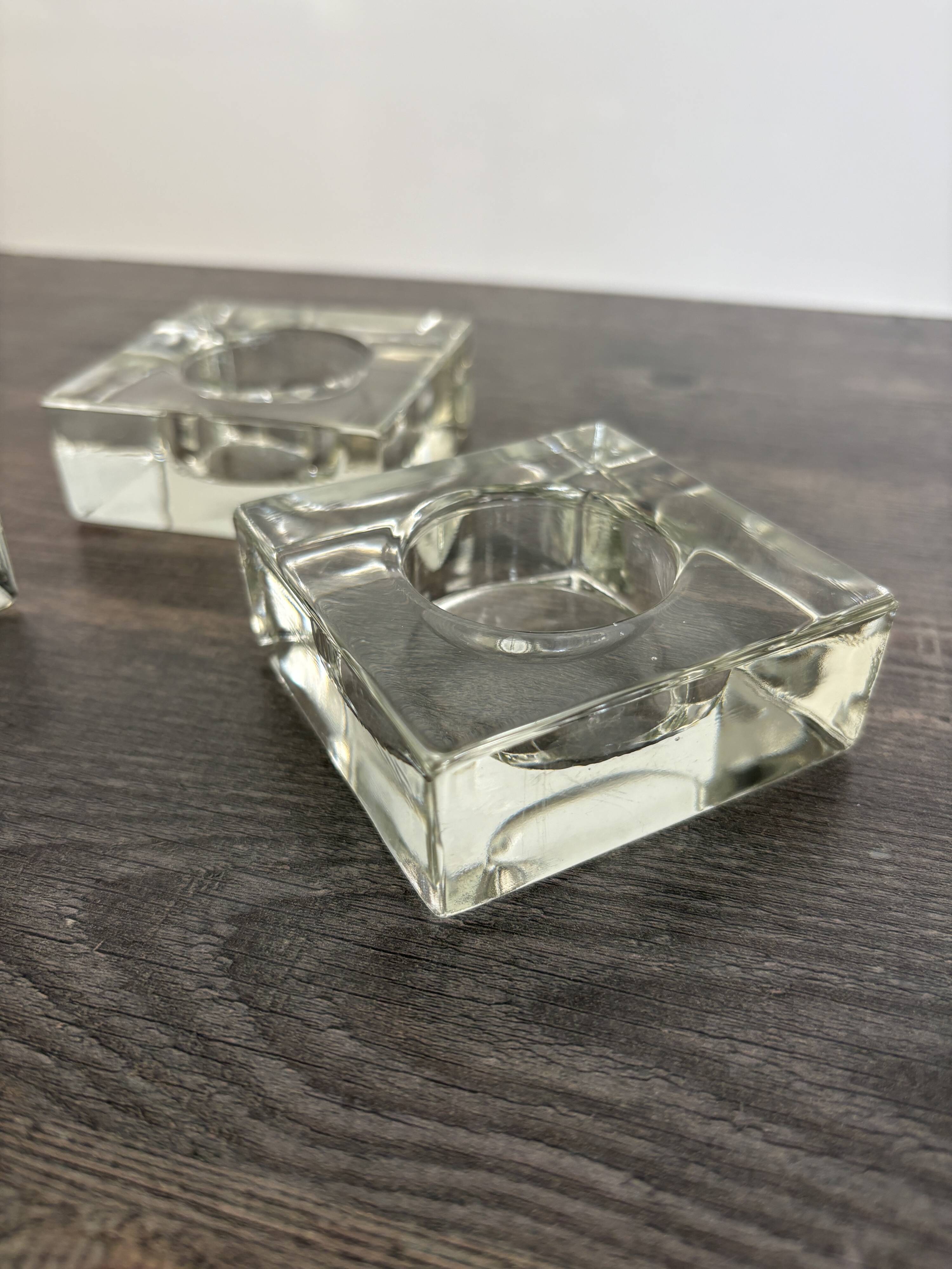 Set of 3 Cubic Glass Candle Holders