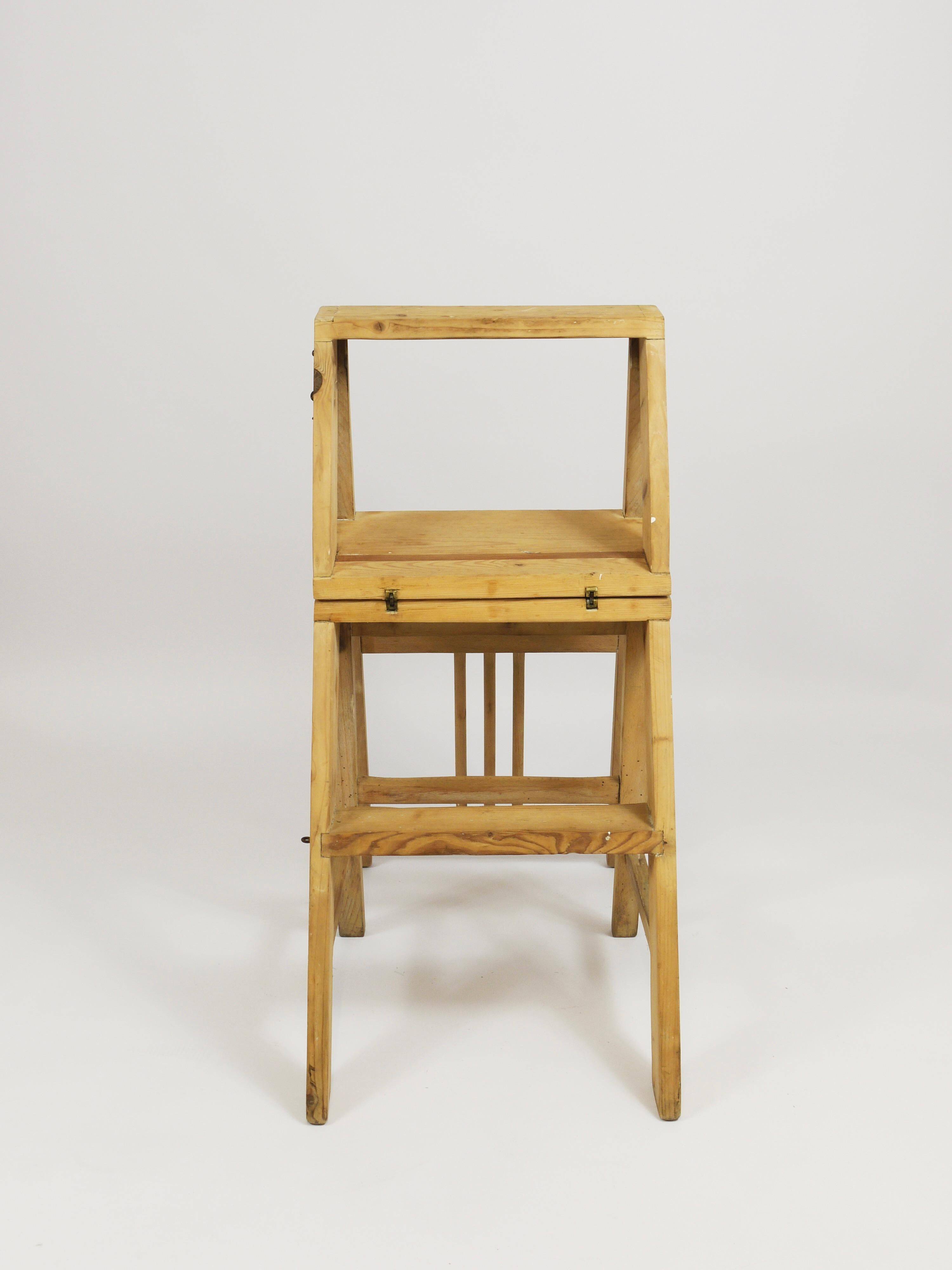 Folding metamorphic library ladder, Arts & Crafts, Vienna, 1900s