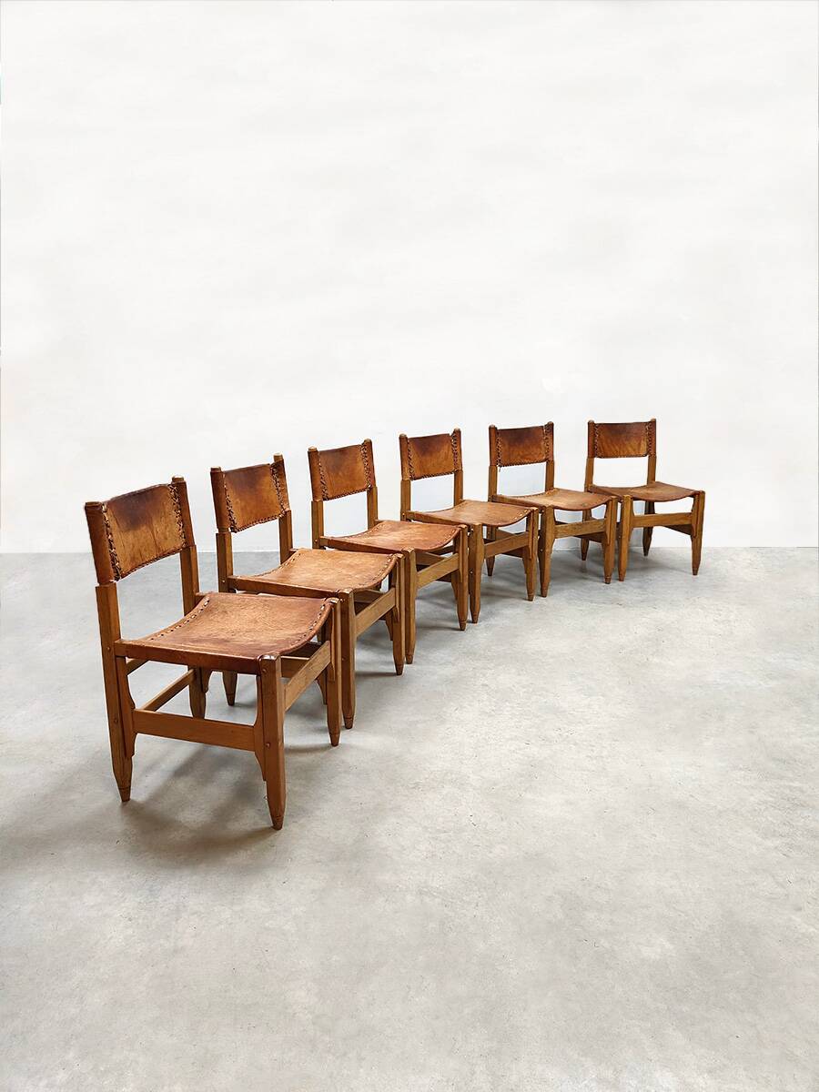 Vintage leather dining chairs Werner Biermann Arte Sano