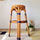 Vintage high stool Multicanne - Rattan & blue Rilsan