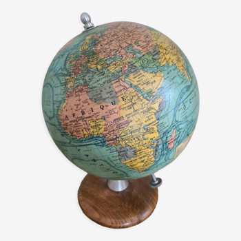 Ancien globe terrestre mappemonde Géographe Joseph Forest Paris bois XIXème