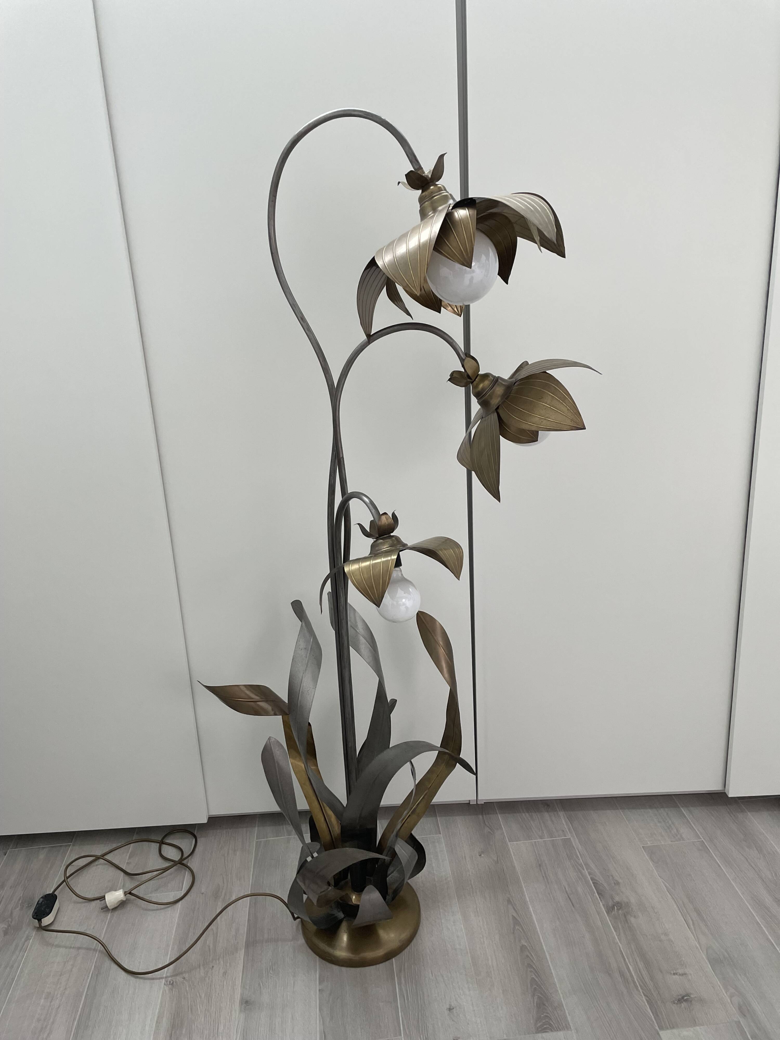 Lampadaire fleurs et plante lampe de plancher de fleur - design années 70