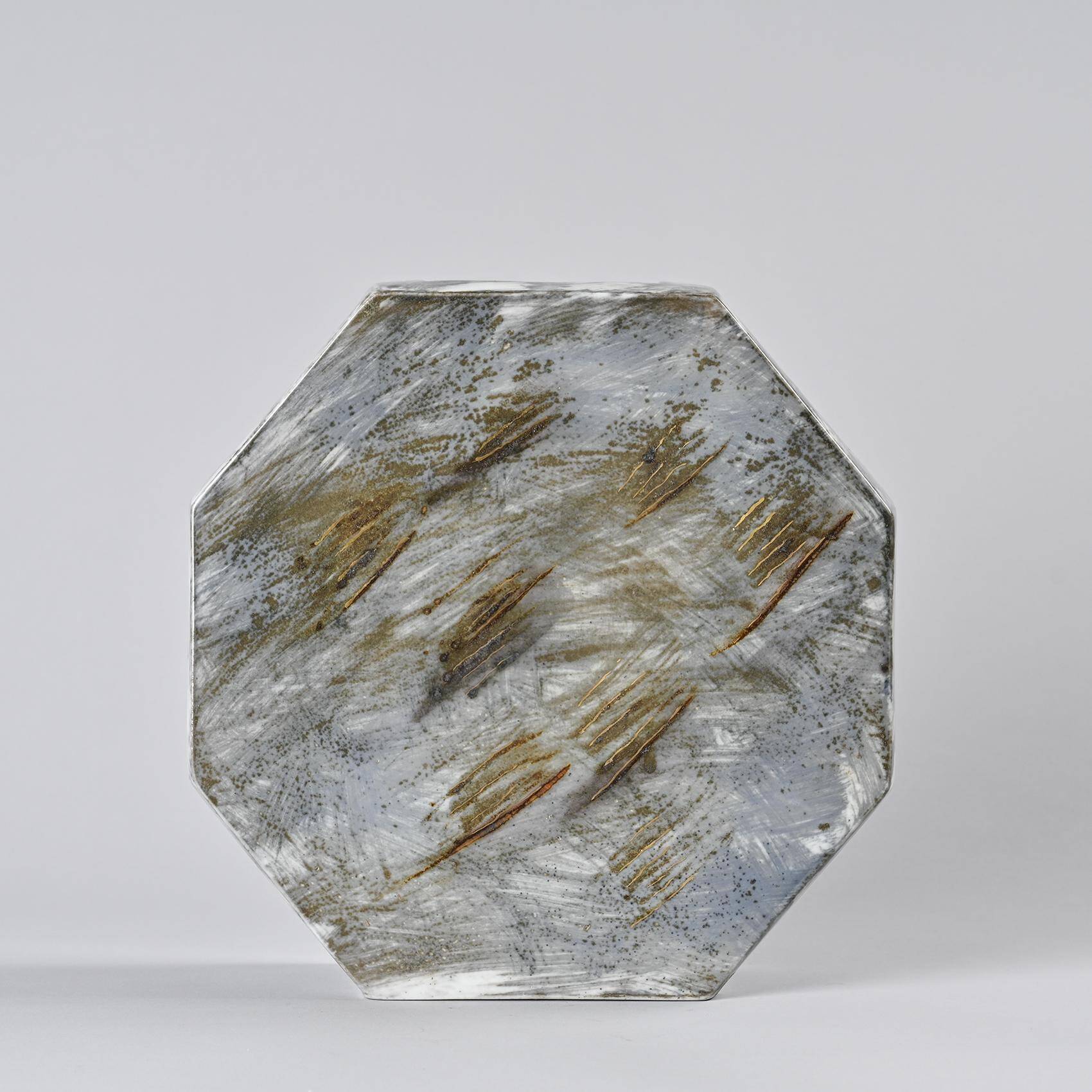 Vase en porcelaine peint, atelier de La Borne, France, vers 1990