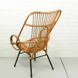 Metal and Rattan Terrace or Lounge Chair from Rohé Noordwolde, 1960s