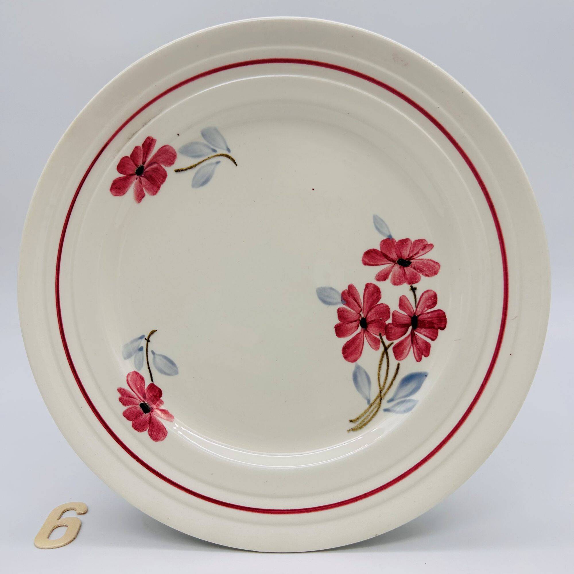 6 vintage flat plates. Ironstone.