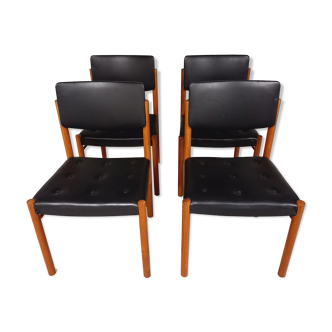 Suite of 4 vintage Scandinavian style chairs in 60s teak
