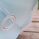 Lampshade pagoda white fabric lined, fringes and blue stripes