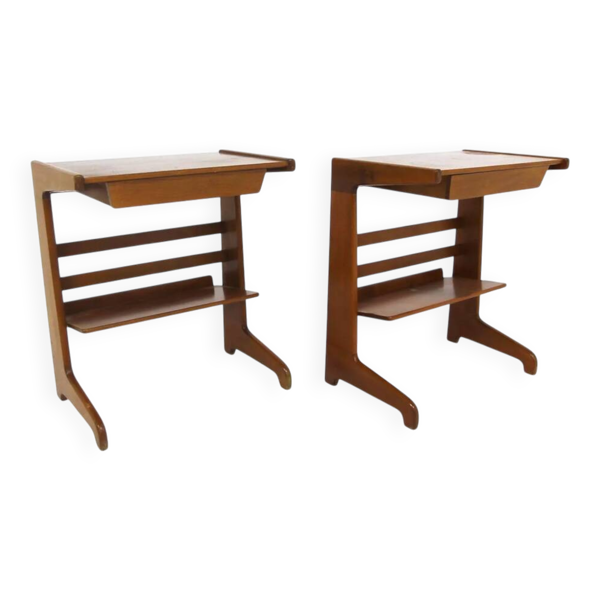 Set de 2 tables de chevet scandinave, David Rosen, NK, Suède, 1960