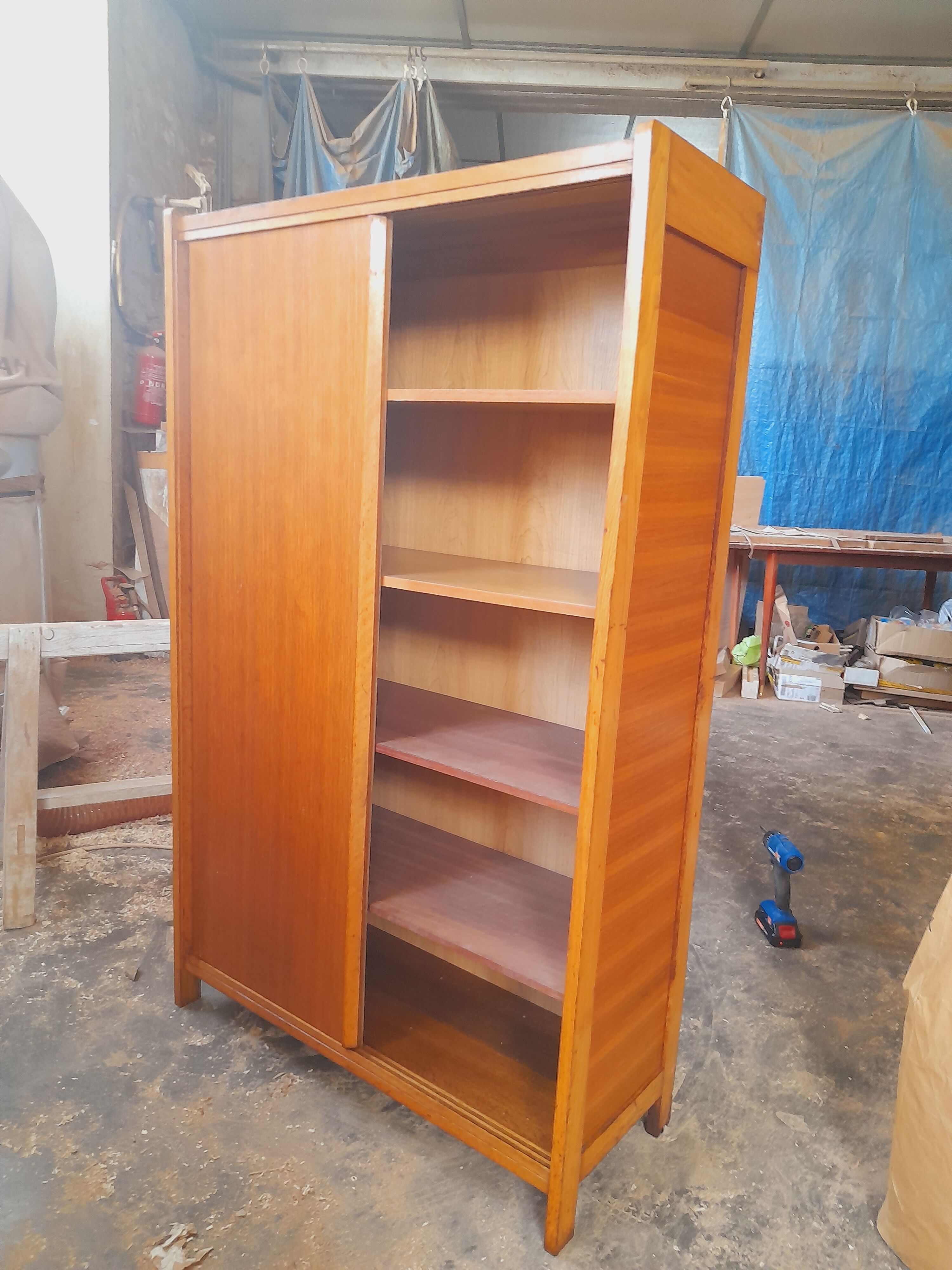 Vintage light sliding cabinet 50s