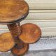 Turned wooden gueridon side table, solid turned, Charles Dudouyt style, 1960.