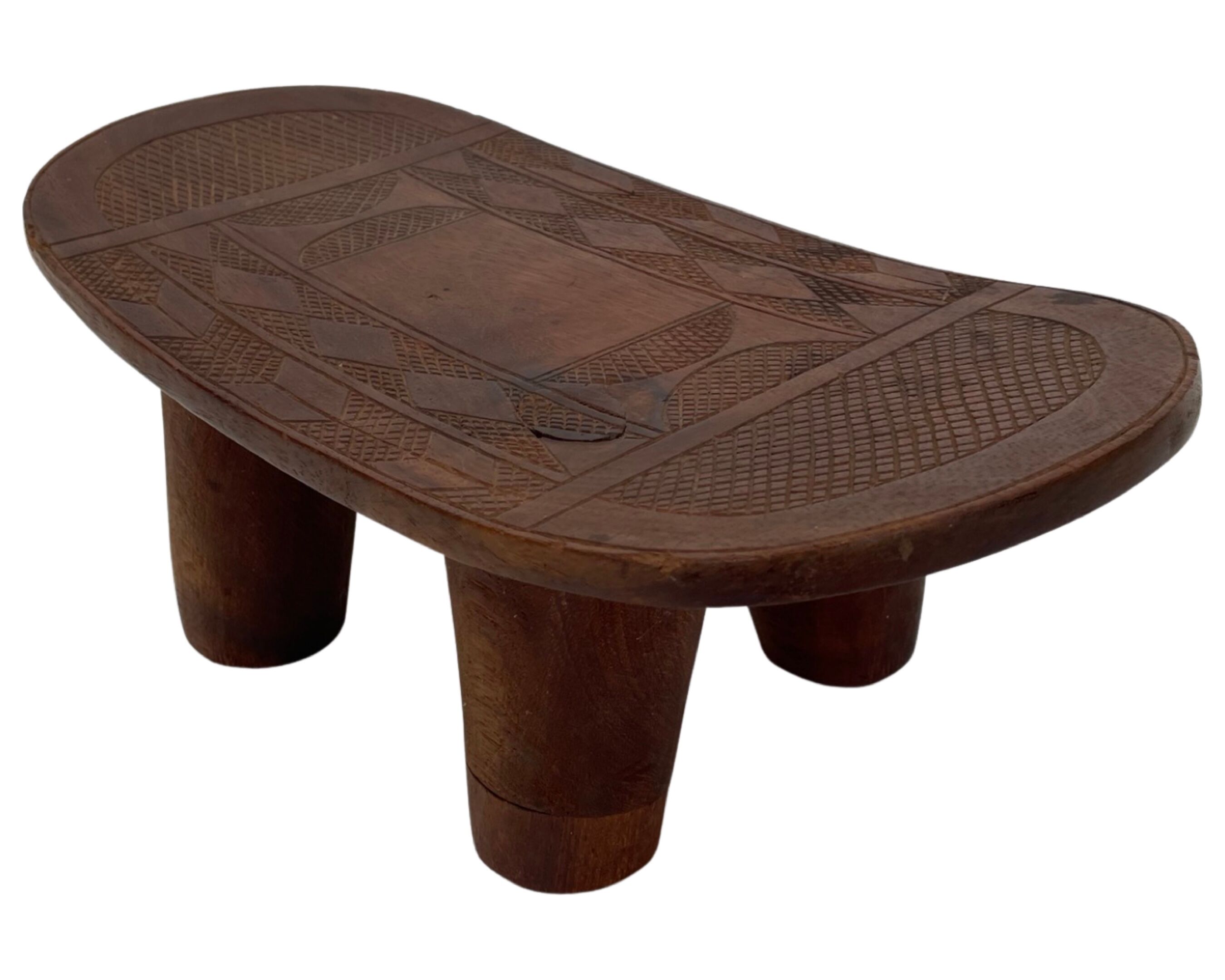 Vintage African hand-carved wooden Senufo stool bench design