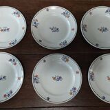 Série de six assiettes dessert en faïence terre de fer Saint Amand