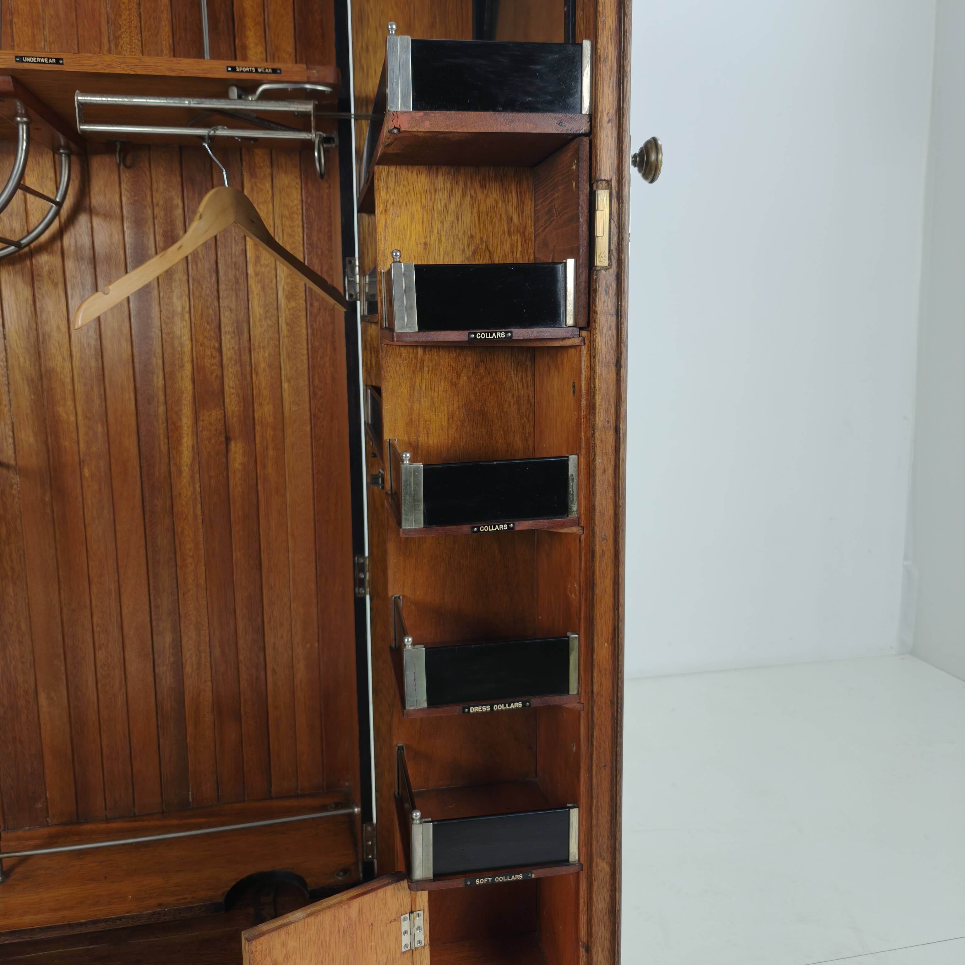 1920s Mahogany and Oak Compactom Ltd Gentleman’s Wardrobe