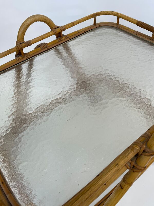 Table d’appoint en rotin vintage en bambou rotin