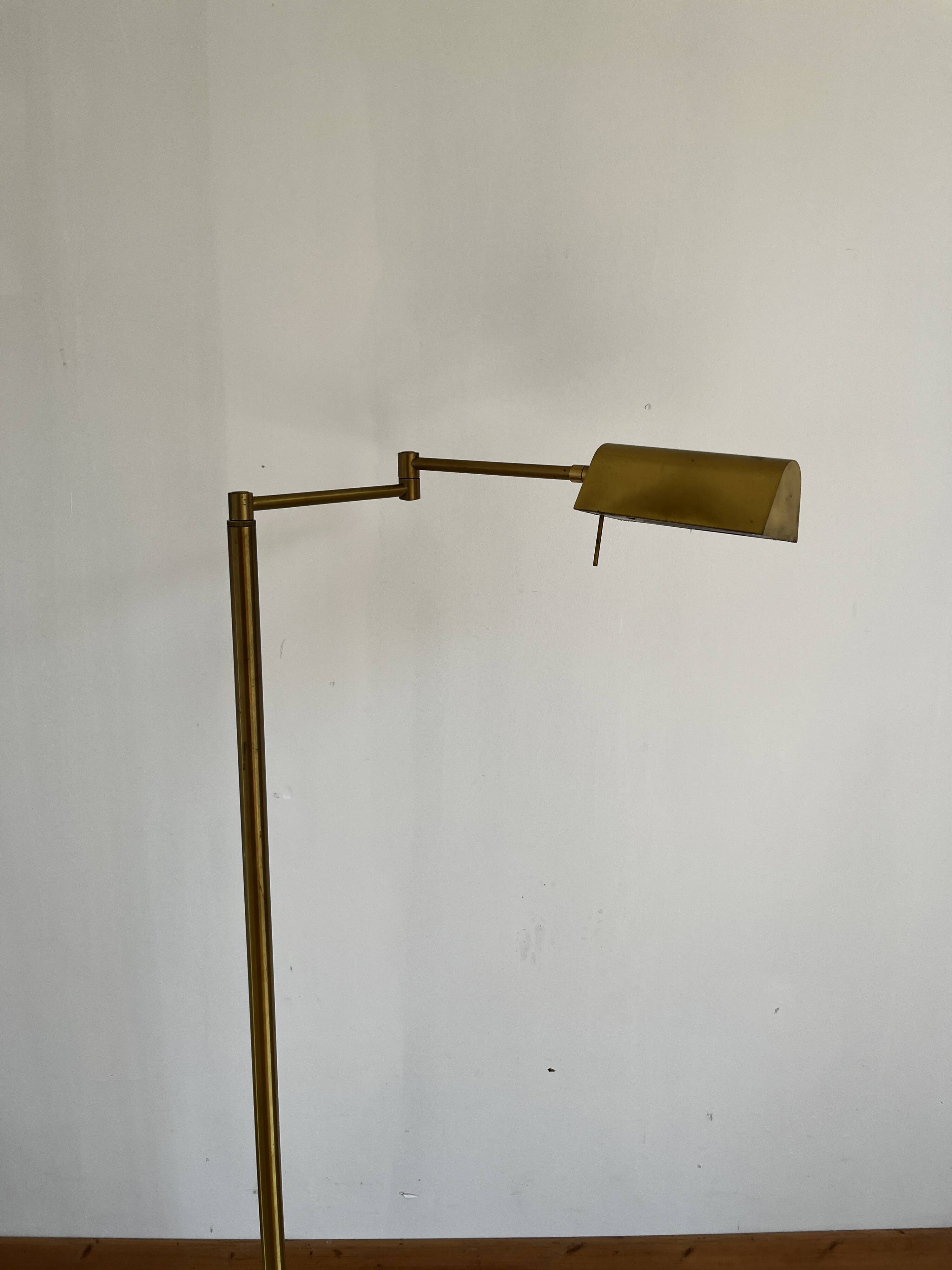 Brass reading floor lamp