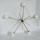 Chandelier Stilnovo, années 1960, laiton et verre, 5 points lumineux
