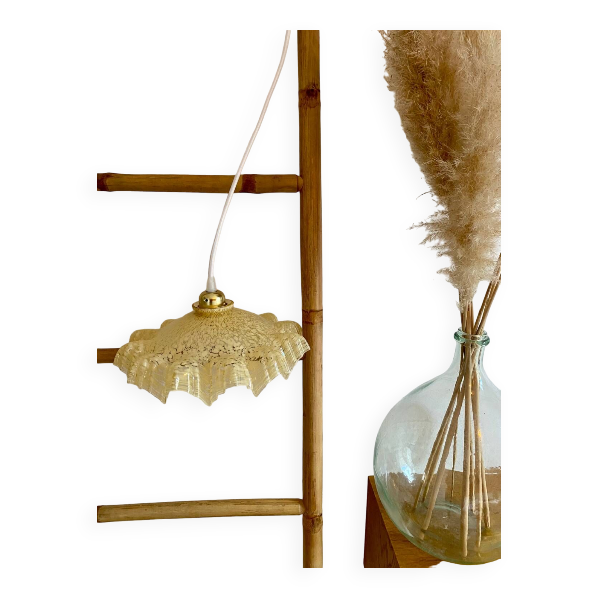 Serrated pendant lamp in Clichy glass