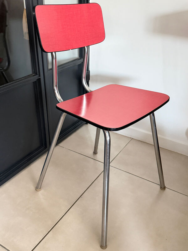 Chaise en Formica rouge vintage