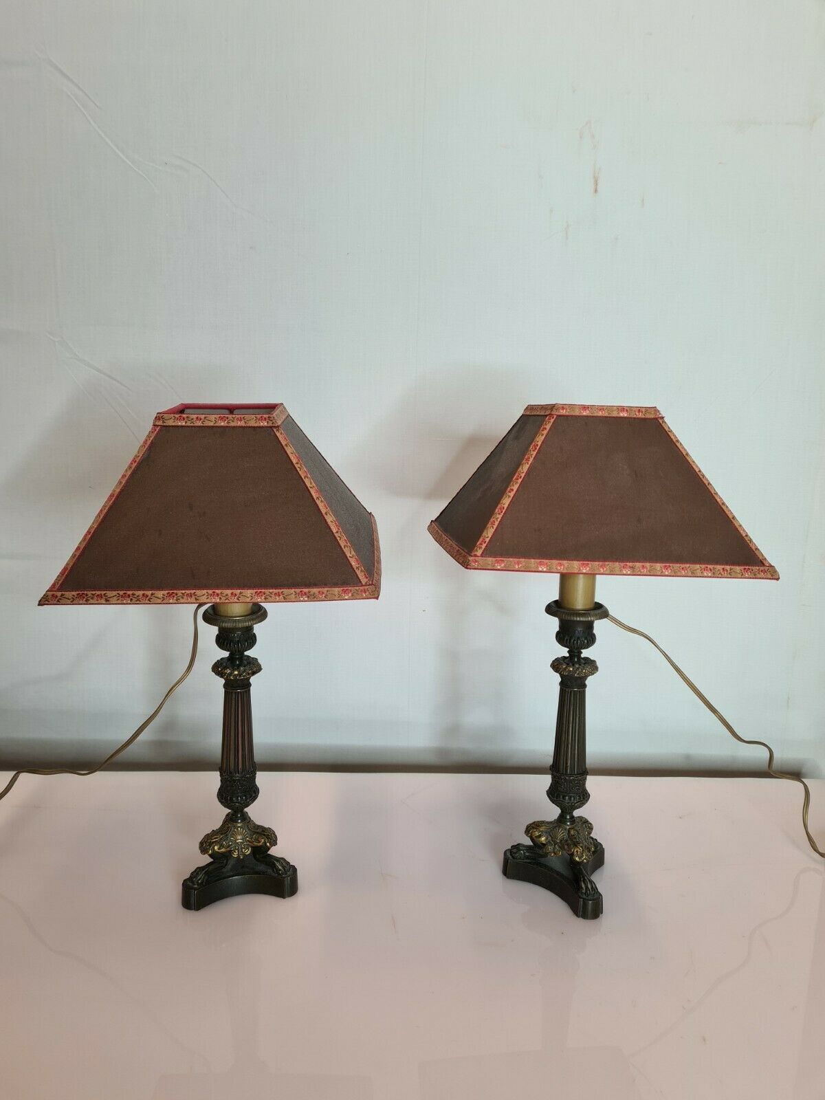 Empire style bronze table lamps