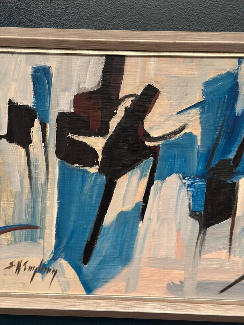 Original Swedish Oil on Panel – “Abstract Composition” by Sven H. Engberg – Signed – Vintage & Framed – 56 × 43 cm (22" × 16.9")