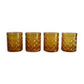 Set de 4 verres Pernod Pastis vintage ambré