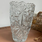 Vase fleurs vintage en verre ciselé