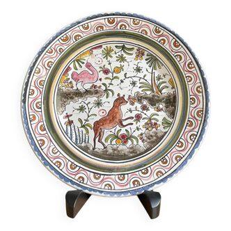 assiette fleur peinte à la main foret animaux folklorique