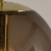 Large smoked glass ball pendant by Limburg in brass, Germany, 1970s.
