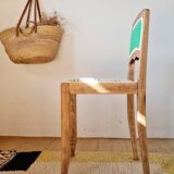 Renovated antique chair – carved wood and green backrest