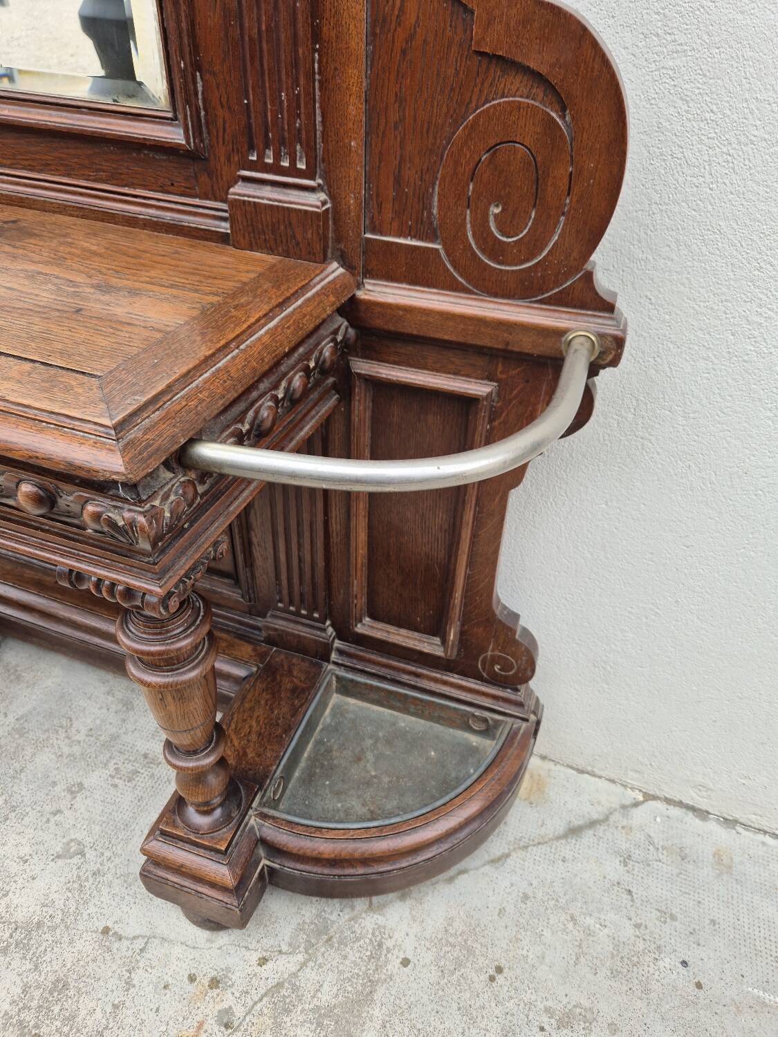 Cloakroom Napoleon III coat rack 19th in solid oak