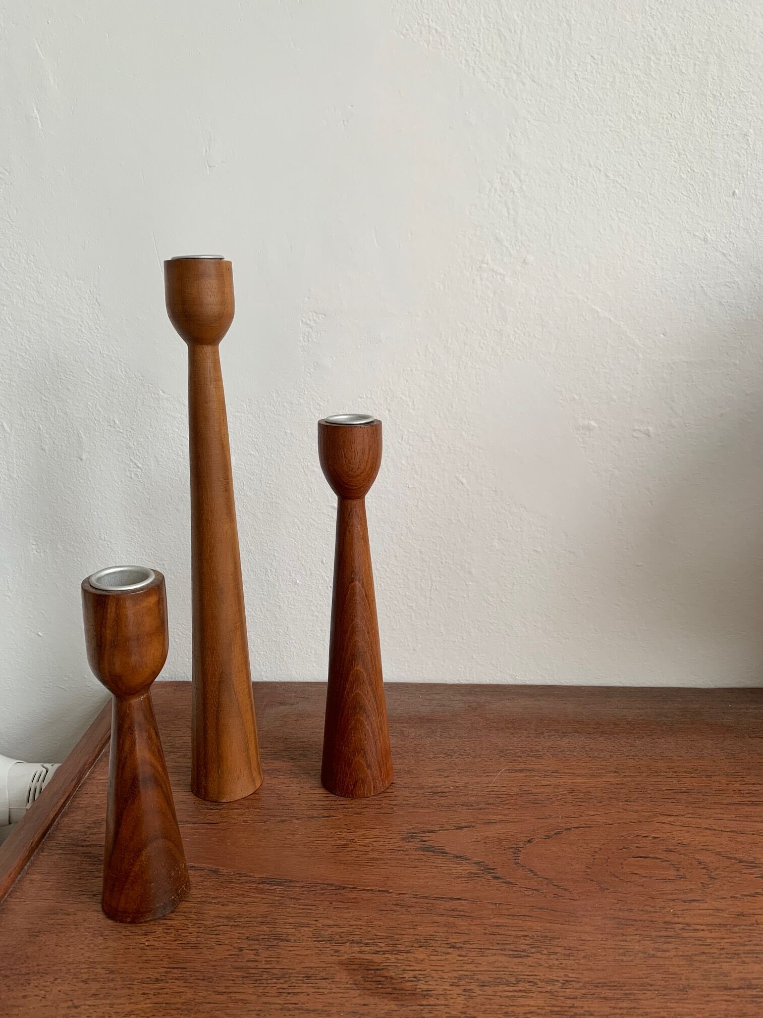 Danish candlestick trio in Teak - 1960