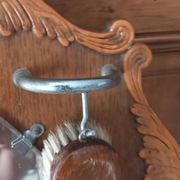 Vintage oak entrance mirror and its brushes - 1940s / 1950s