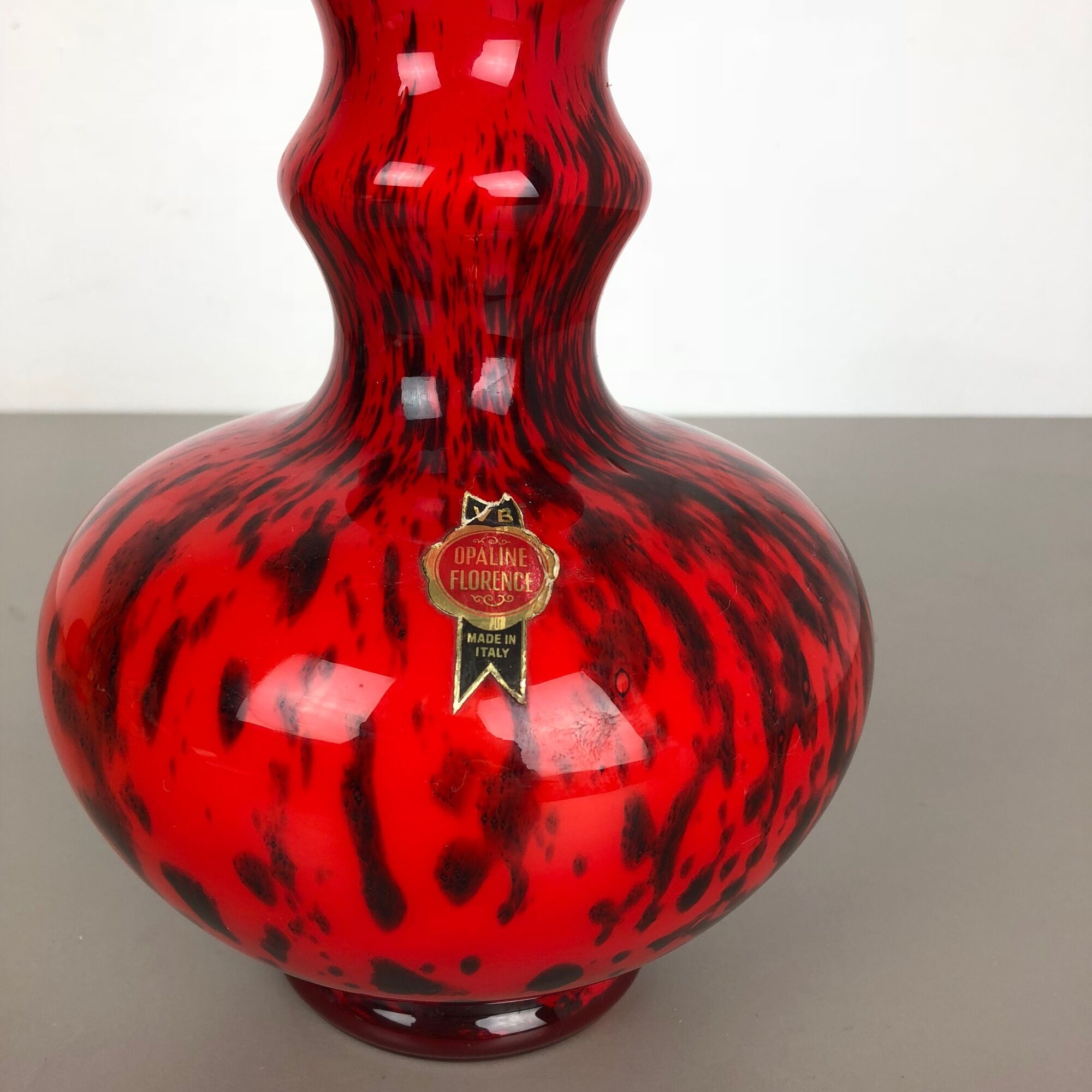 Vintage pop art opaline Florence glass vase design, Italy