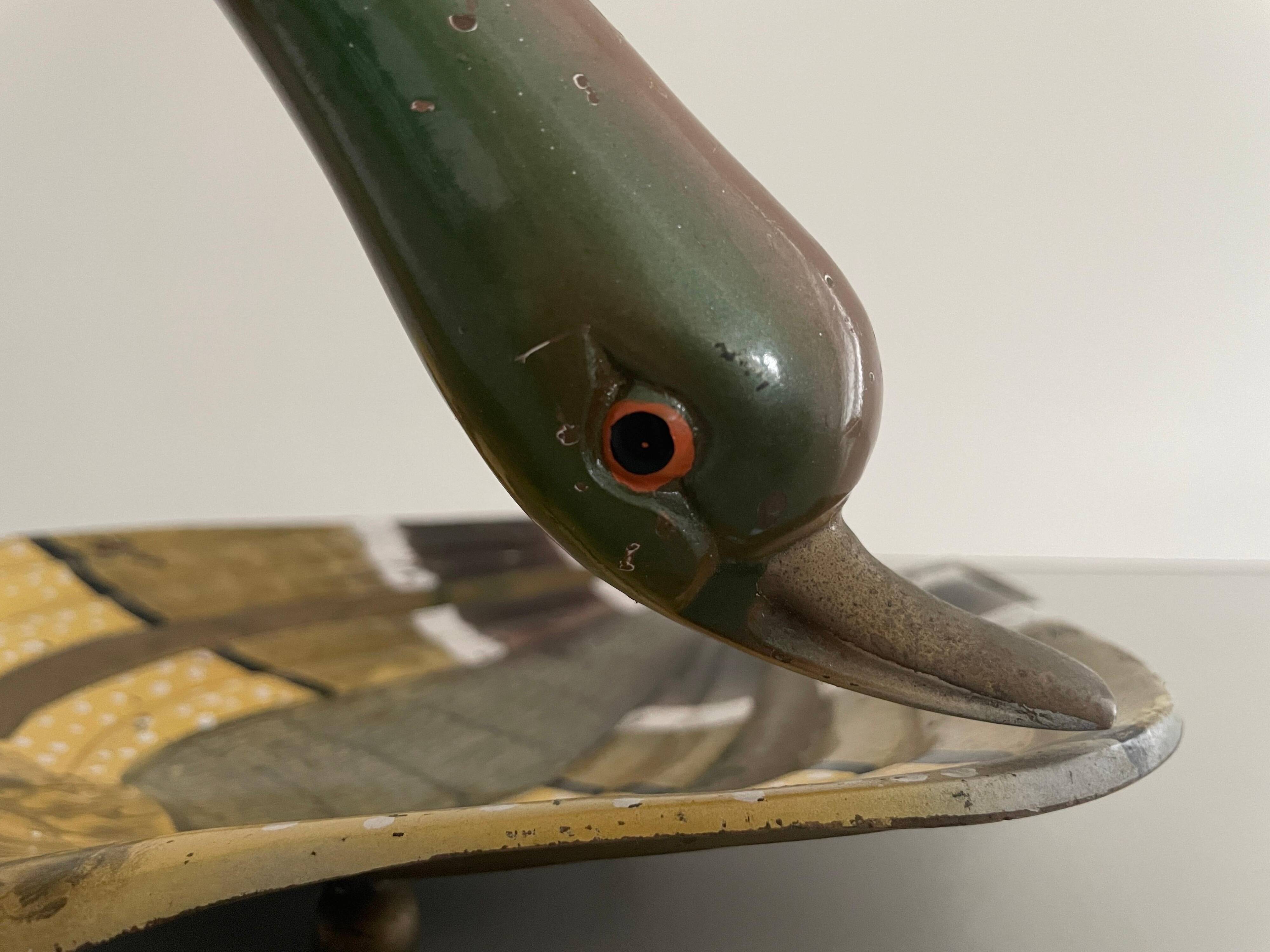 Adorable decorative centrepiece sculpture in the shape of a brass duck, 1970s, Germany.
