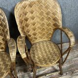 D'après "Le Corbusier" : paire de Fauteuils en rotin fabriqué à la main pour Pascal Raffier