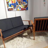 Vintage Scandinavian living room set in light wood