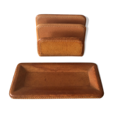 Empty pocket and letter holder in brown leather - vintage