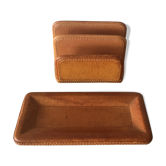 Empty pocket and letter holder in brown leather - vintage